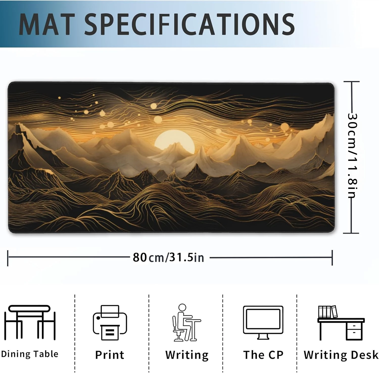 Black Gold Mountains Landscape Gaming Large 31.5