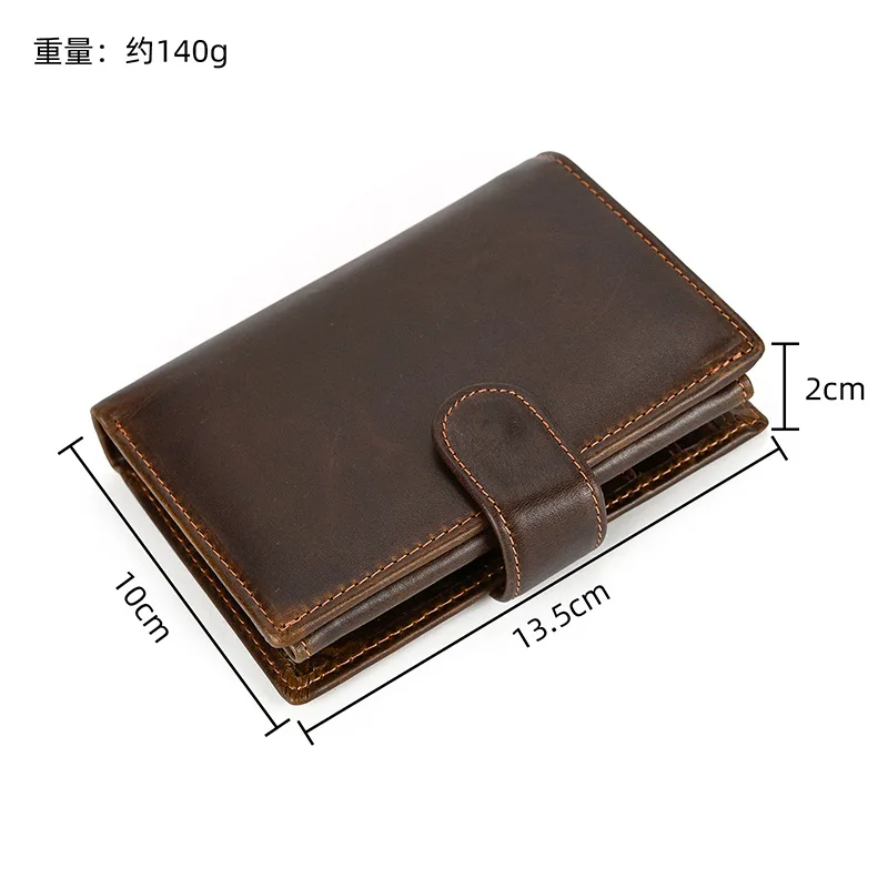 Real leather  purse multi - clip cowhine leather three fold buckle short wallet