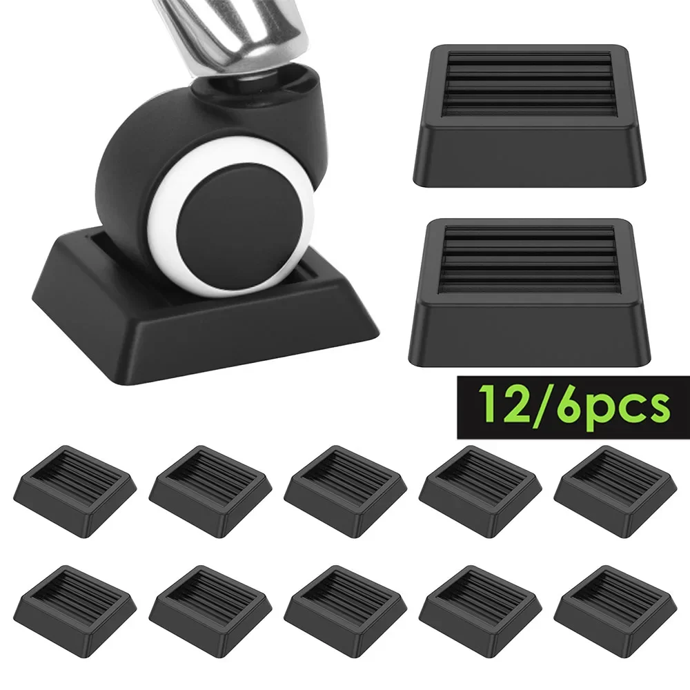 

6/12Pcs Chair Wheel Stopper Rubber Non Slip Furniture Pad Hardwood Floor Protectors Anti Vibration Caster Cup for Home Office