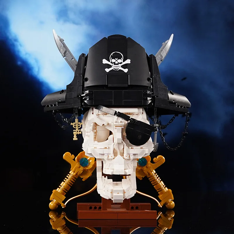 

Pirate Skeleton MOC Building Blocks Kit with Double Bladed Sword Creative Bone Warrior Decor Model Bricks Set Toy for Kids Gift