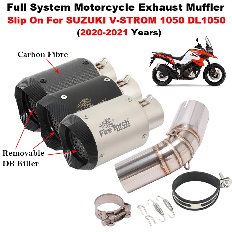 

Slip On For SUZUKI V-STROM 1050 DL1050 2020 2021 Motorcycle Exhaust System Escape Middle Link Pipe Connection 51mm Muffler Moto