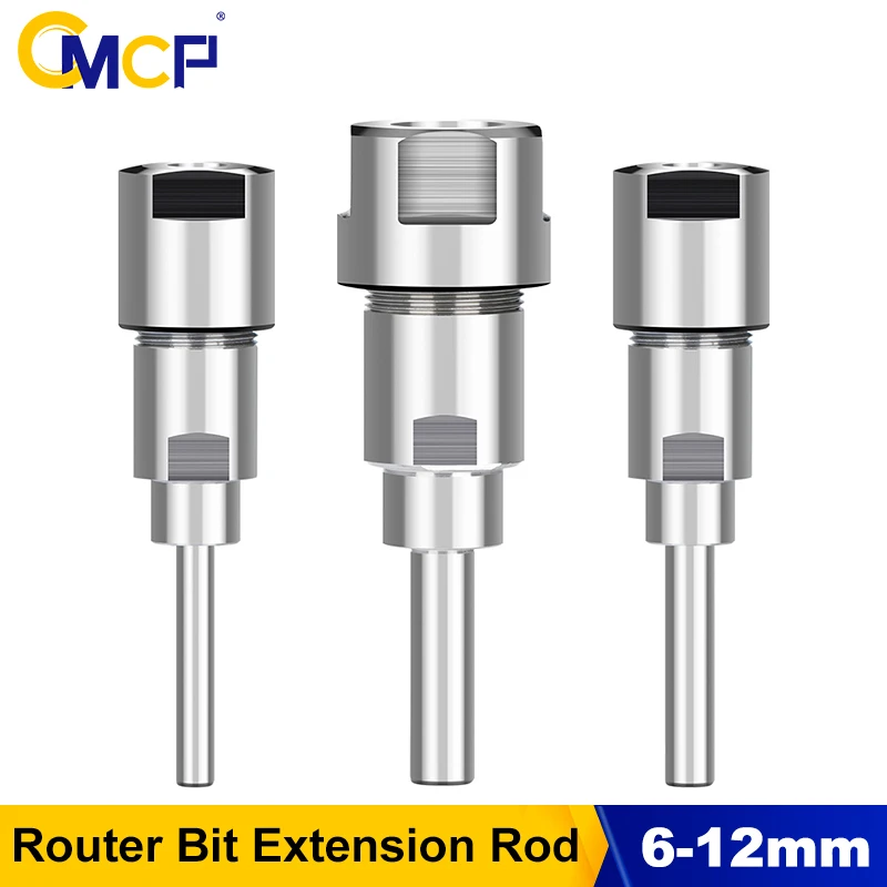 CMCP 1pc 6/6.35/8/12mm Router Bit Extension Rod Collet Engraving Machine Extension Milling Cutter for Wood