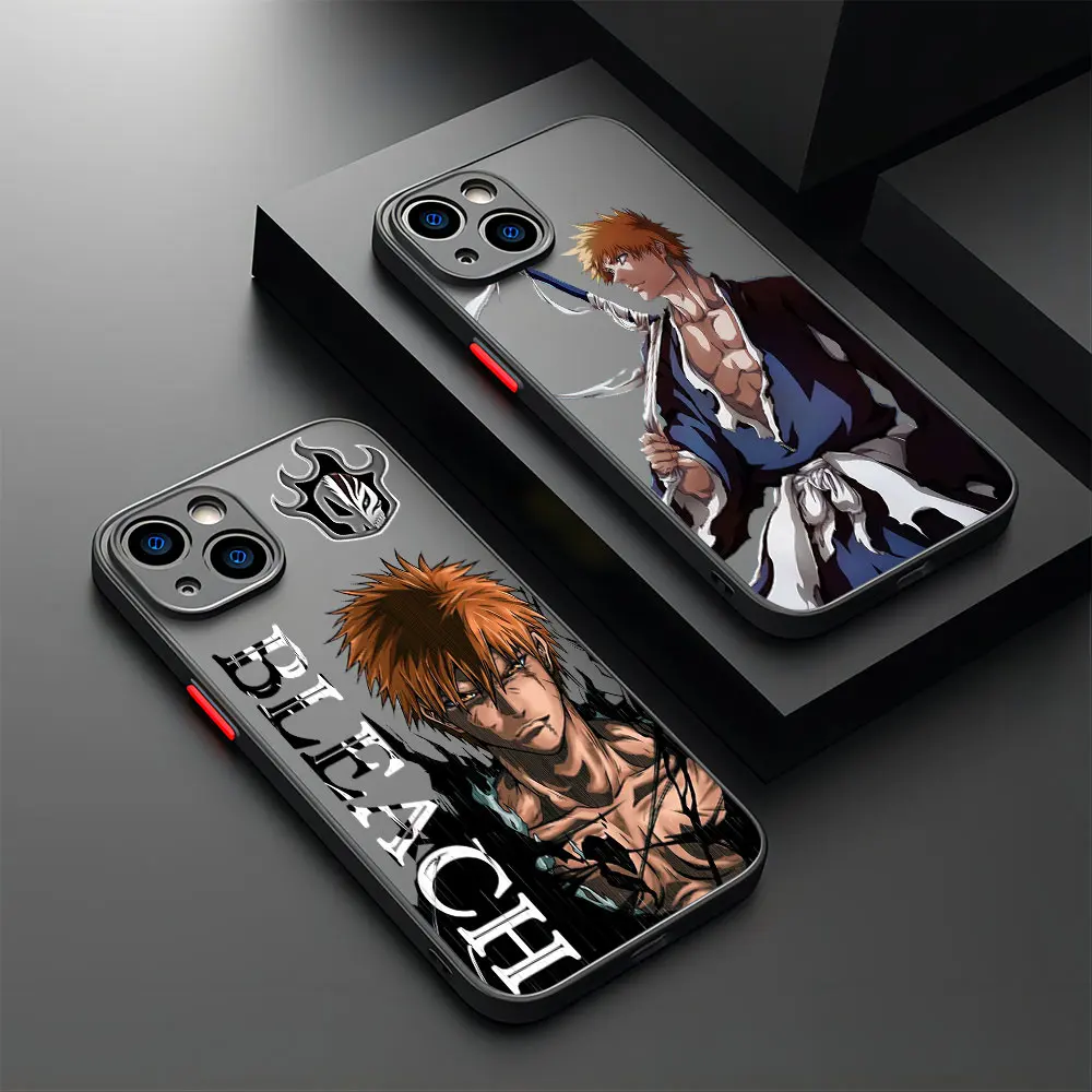 Anime Bleachs Kurosaki Ichigo Phone Case For iPhone 15 14 13 12 11 Mini Pro Max X XR XSMax 7 8 Plus Matte Transparent Back Cover