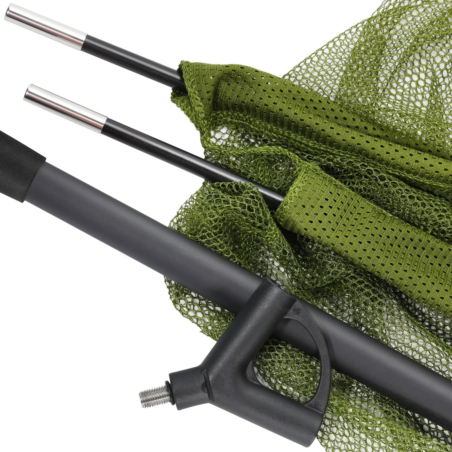 SOUGAYILANG Großes schwimmendes Karpfen-Angelkeschernetz, gummibeschichtetes Netz, Kohlefasergriff, schnell abnehmbares Netz mit 4 Schwimmern – Detail 14