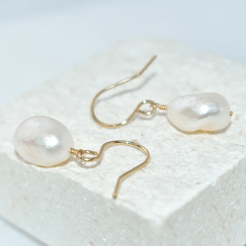Natural Baroque Pearl Earrings 14K Gold Filled Drop Earrings Handmade Fine Jewelry Boho Oorbellen Brinco Vintage Women Earrings