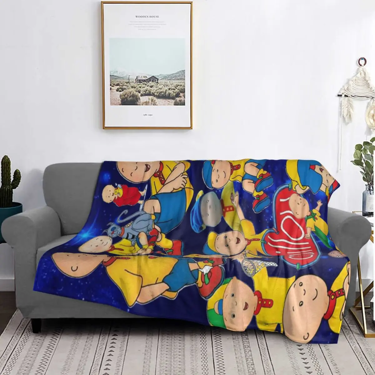 Caillou, Caillou e cobertores para cães, cobertor macio e quente de flanela, cama para cama, sala de estar, piquenique, viagem, casa, sofá