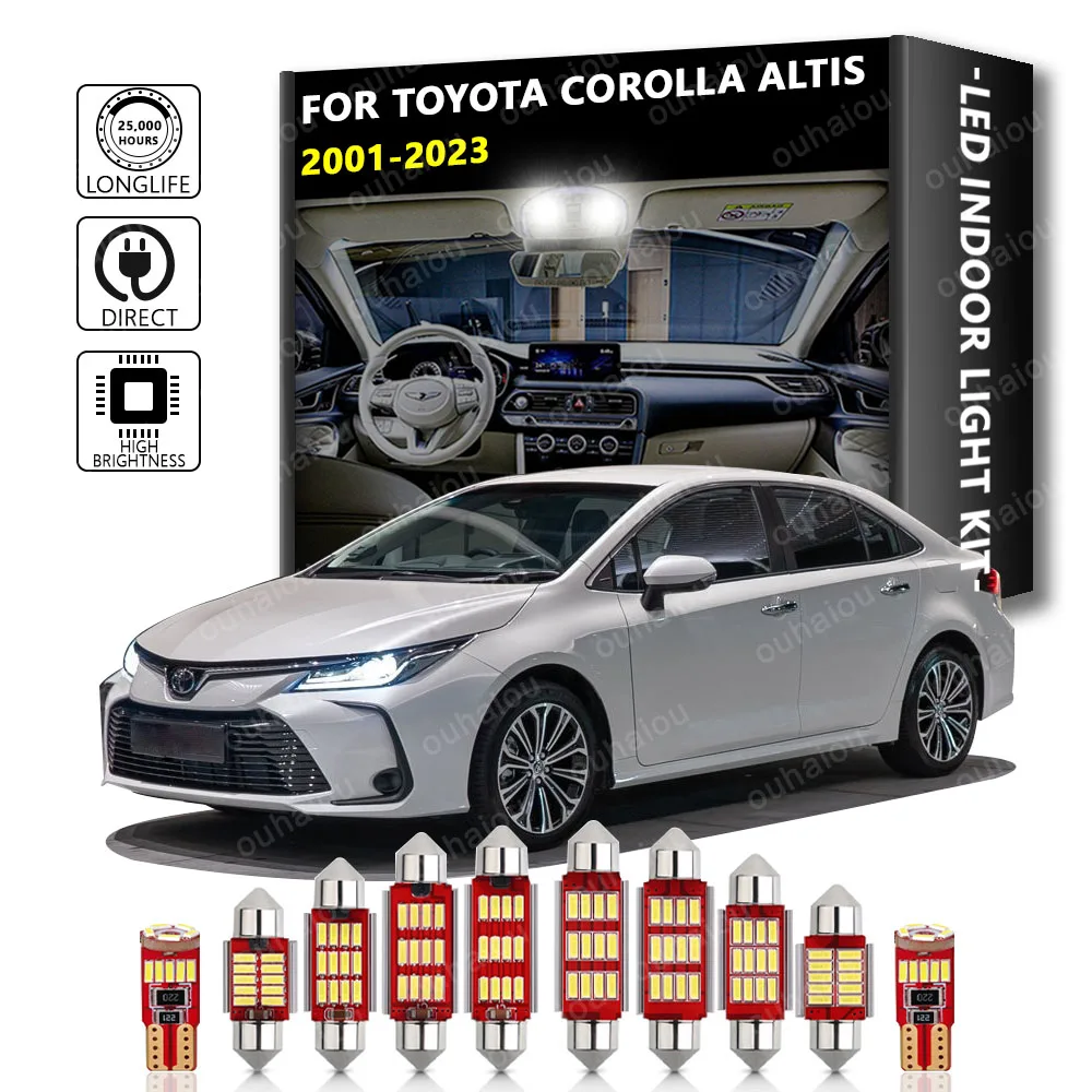 LED Interior Map Dome Trunk Light Bulb Kit For Toyota Corolla Altis 2001- 2016 2018 2019 2020 2021 2022 2023 License Plate Lamp