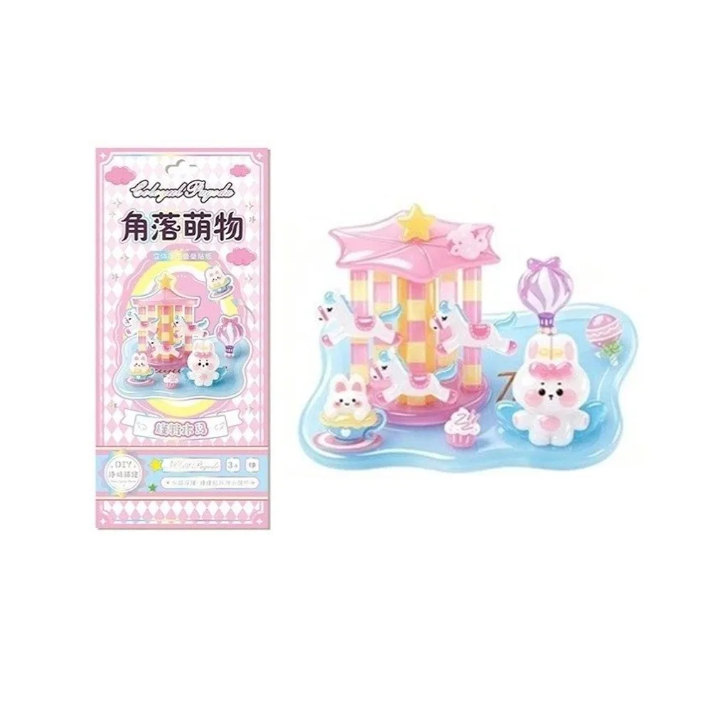 Cartoon DIY 3D Crystal Stickers Cat Rabbit Embossed Stickers Funny Self-Adhesive Children's Stackable Stickers Gifts