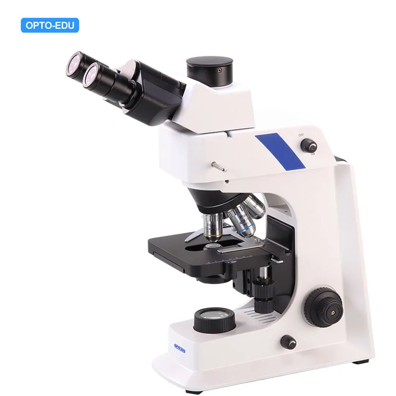 OPTO-EDU A16.2601-NL-1 BG Trinocular LED Light Fluorescence Microscope 40-1000X 3 Years Coaxial Coarse Fine 4 Holes 100~240V