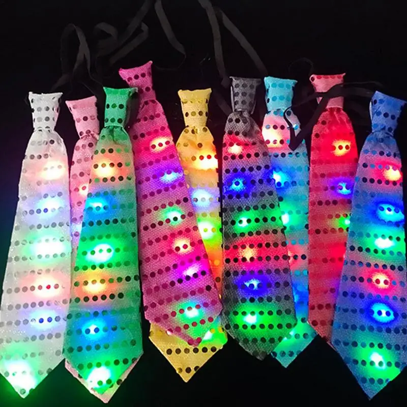 Mens Boys Bowtie LED Flashing Light Up Sequin Necktie Club Bar Christmas Party Women Bow Tie Wedding Ties Holiday Gift Color