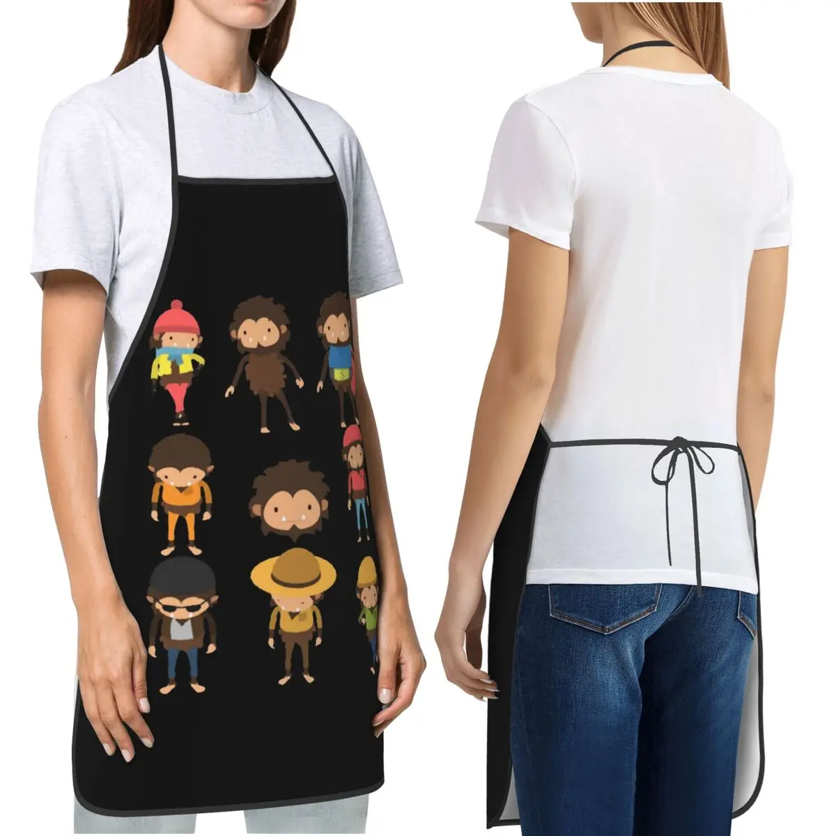 

Фартук с плакатом Sneaky Sasquatch, фартук для шеф-повара, кулинарии, кухни, нагрудник без рукавов, кухонный сарафан для уборки для женщин и мужчин, живопись