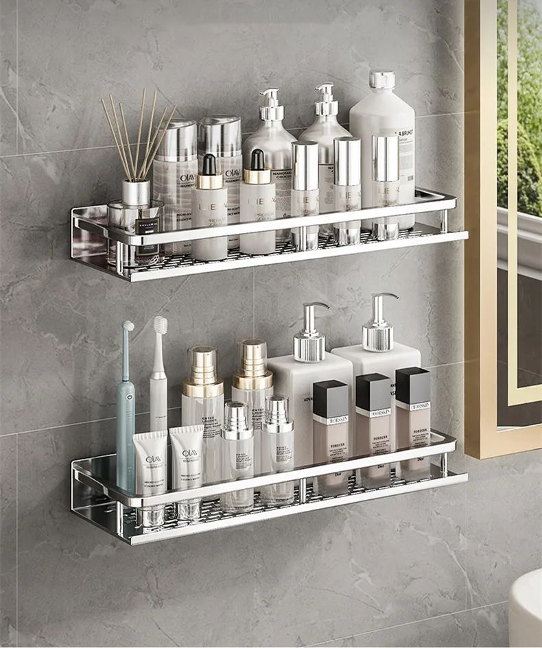 Bathroom Shelf Organizer 30-50CM Shower Storage Rack Silver Space Aluminum Toilet Shampoo Holder Bathroom Accessories