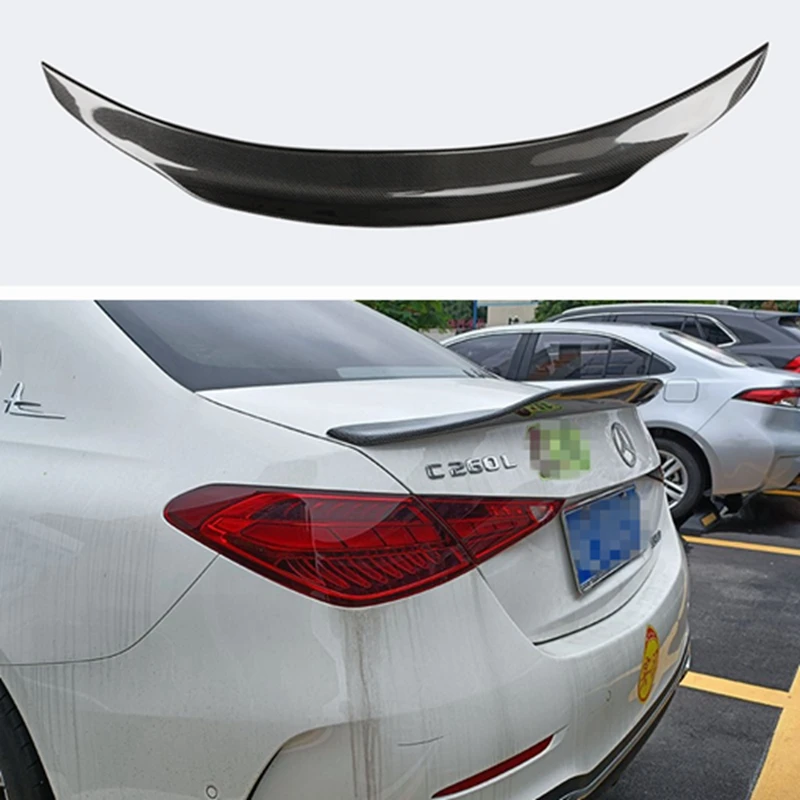 For Mercedes W206 Sedan C-Class 4DOOR C200 C260 PSM Style Carbon Fiber Rear Spoiler Trunk Wing 2021-2023 FRP Black Forged Carbon