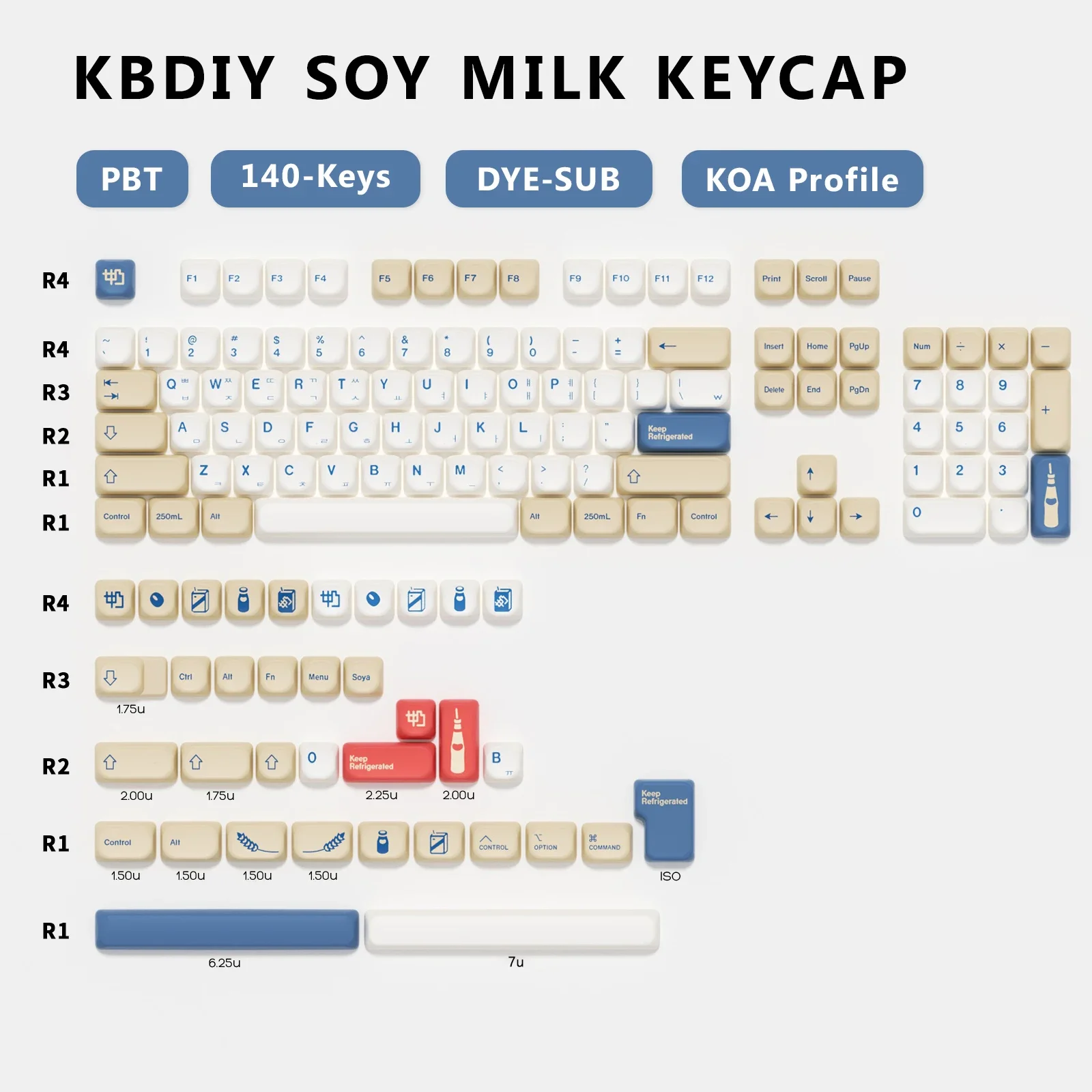 

KBDiy GMK SoyMilk Корейская колпачок для клавиш на заказ PBT KOA Profile MAC Колпачки для механической игровой клавиатуры 140 клавиш для GMK67 K500