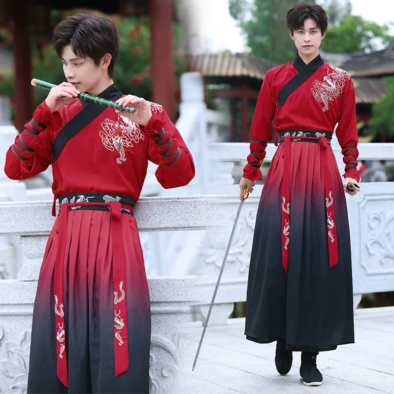 

Chinese Original Swordsman Cosplay Costume Hanfu Oriental Tang Suit Gown Robes Japanese Samurai Folk Swordsman Hanfu Dress