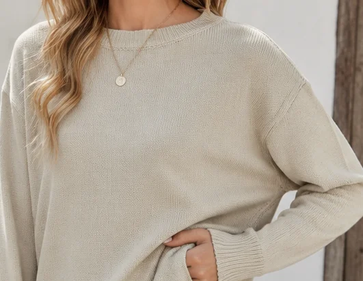 Women's Crew Neck Lace Hem Knit Sweater Plus Size Oversized Loose Fit Pullover Autumn Winter French Lazy Style view 3