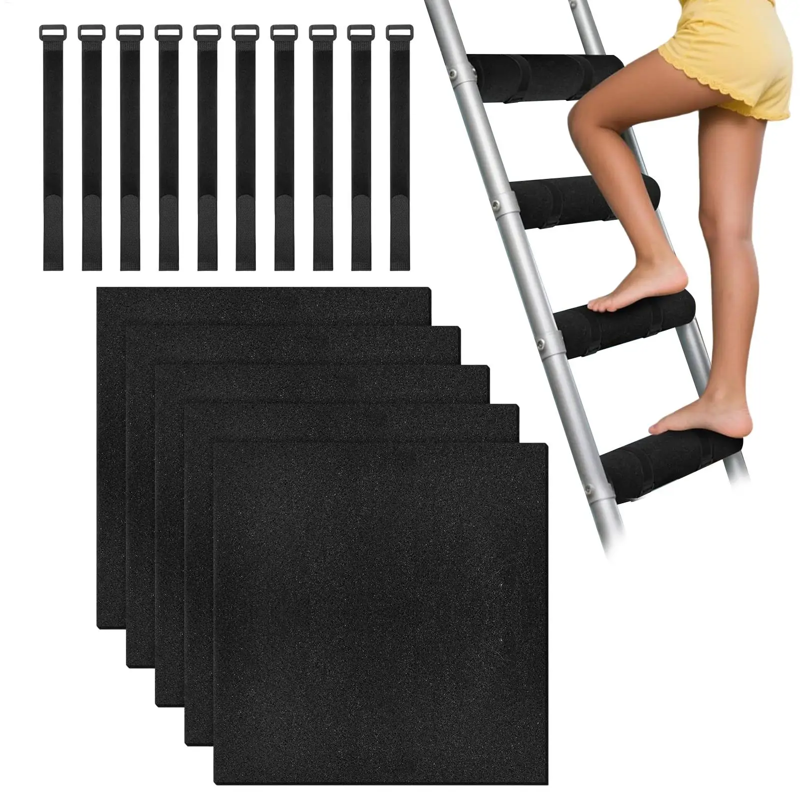 Bunk Bed Ladder Pads 5PCS Anti Slip Mat with Adjustable Straps for Dormitory RV Kids Room Bedroom Apartment Loft Step Cushion