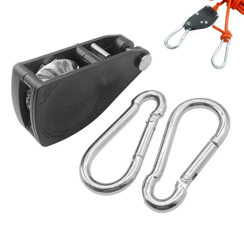 Tent Guyline Cord 1/4 Heavy Duty Tie Down Straps Rope Adjuster in Knob Design Guyline Rachet Pulley System Tensioning Device