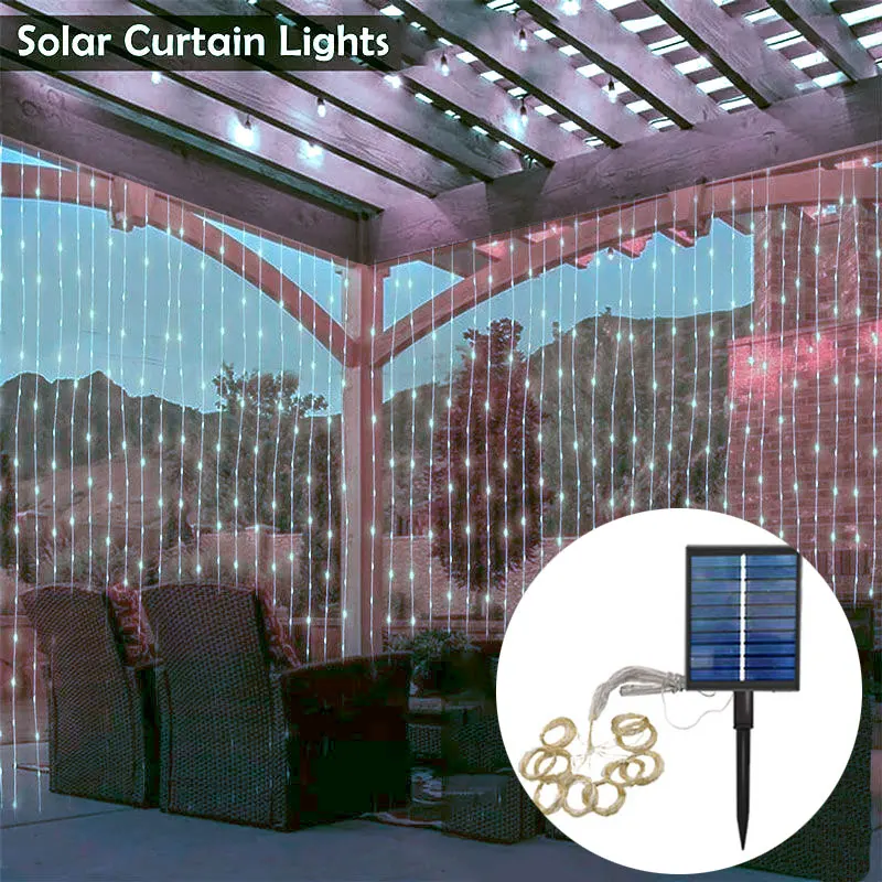 

6M/3M Outdoor Garland Solar Curtain LED String Lights Holiday Lighting Christmas Garden Pavilion Wedding Decoration Fairy Light