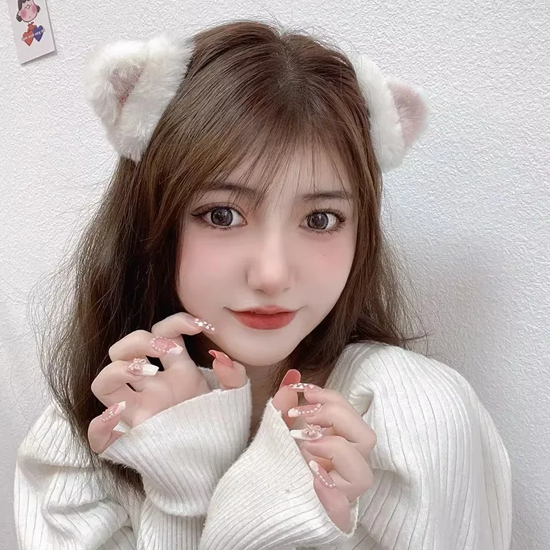 الكورية آذان القط مقاطع الشعر فروي Pince Cheveux fille اكسسوارات الفتيات Kpop موليه جرامبو دي كابيلو باريت Cheveux كابيلو