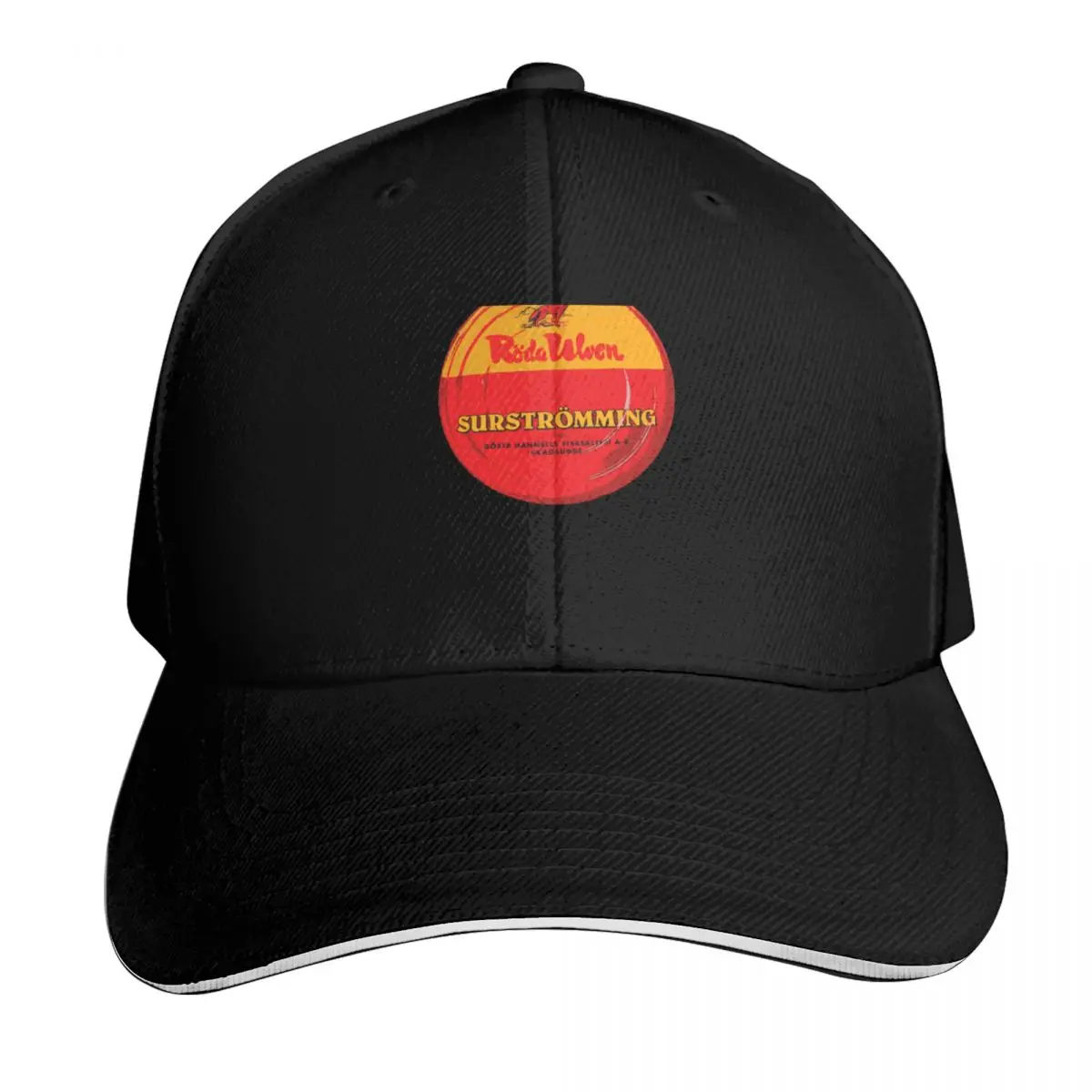 Swedish Roda Ulven Surstromming Tin design Baseball Cap Hat Baseball Cap Trucker Cap New In Hat Women's Golf Wear Men's