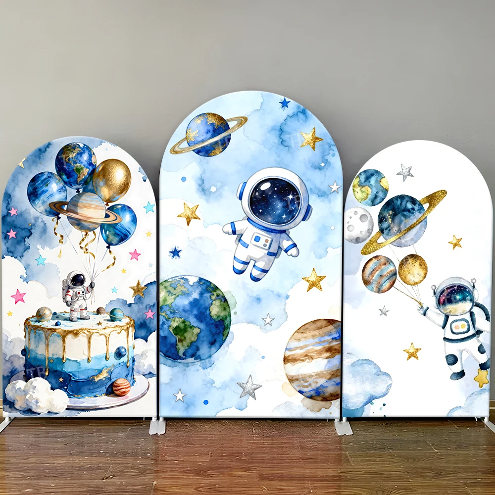 

Astronaut Arch Backdrop Cover Kids Boy Birthday Party Decor BabyShower Interstellar Travel Photo Background Elastic Fabric cover