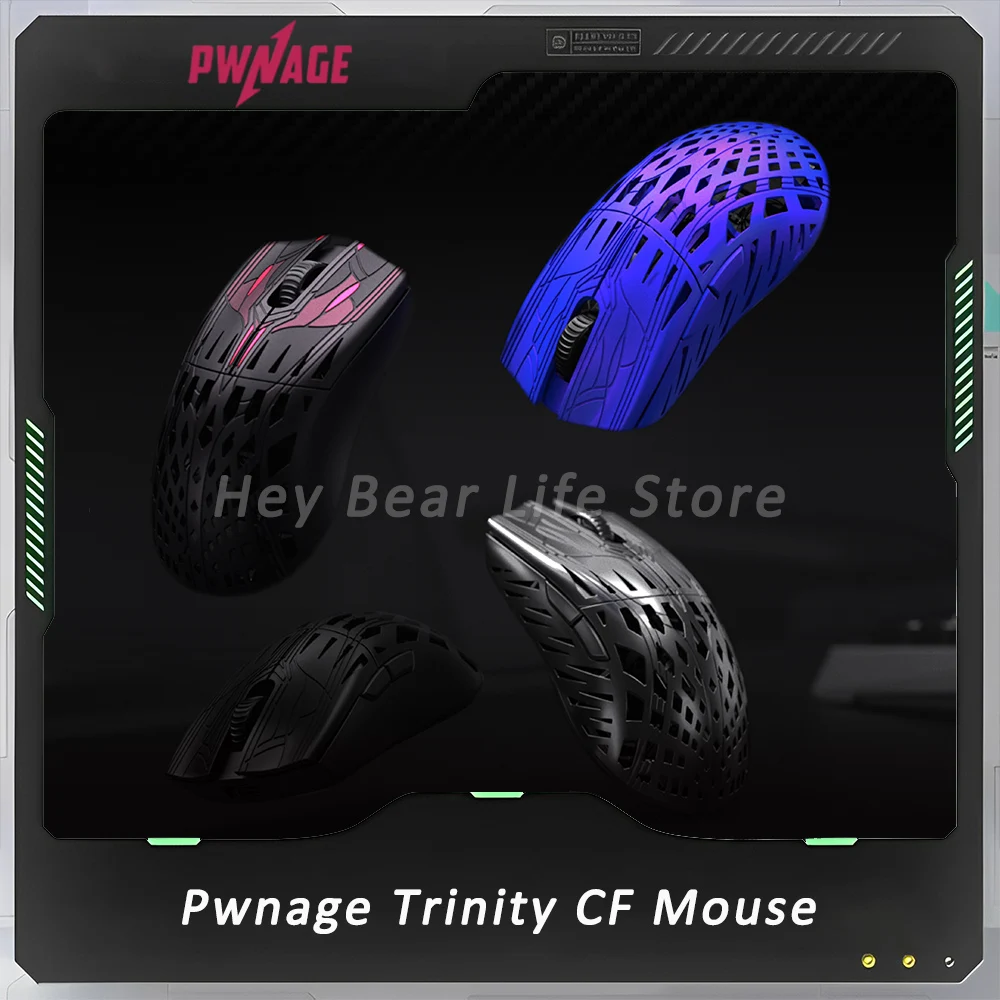 Pwnage Trinity CF Carbon Fibre Mouse Paw3950 Sensor Dual 8k Polling Rate Esports Gaming Mouse Customized Pc Gamer Accessories