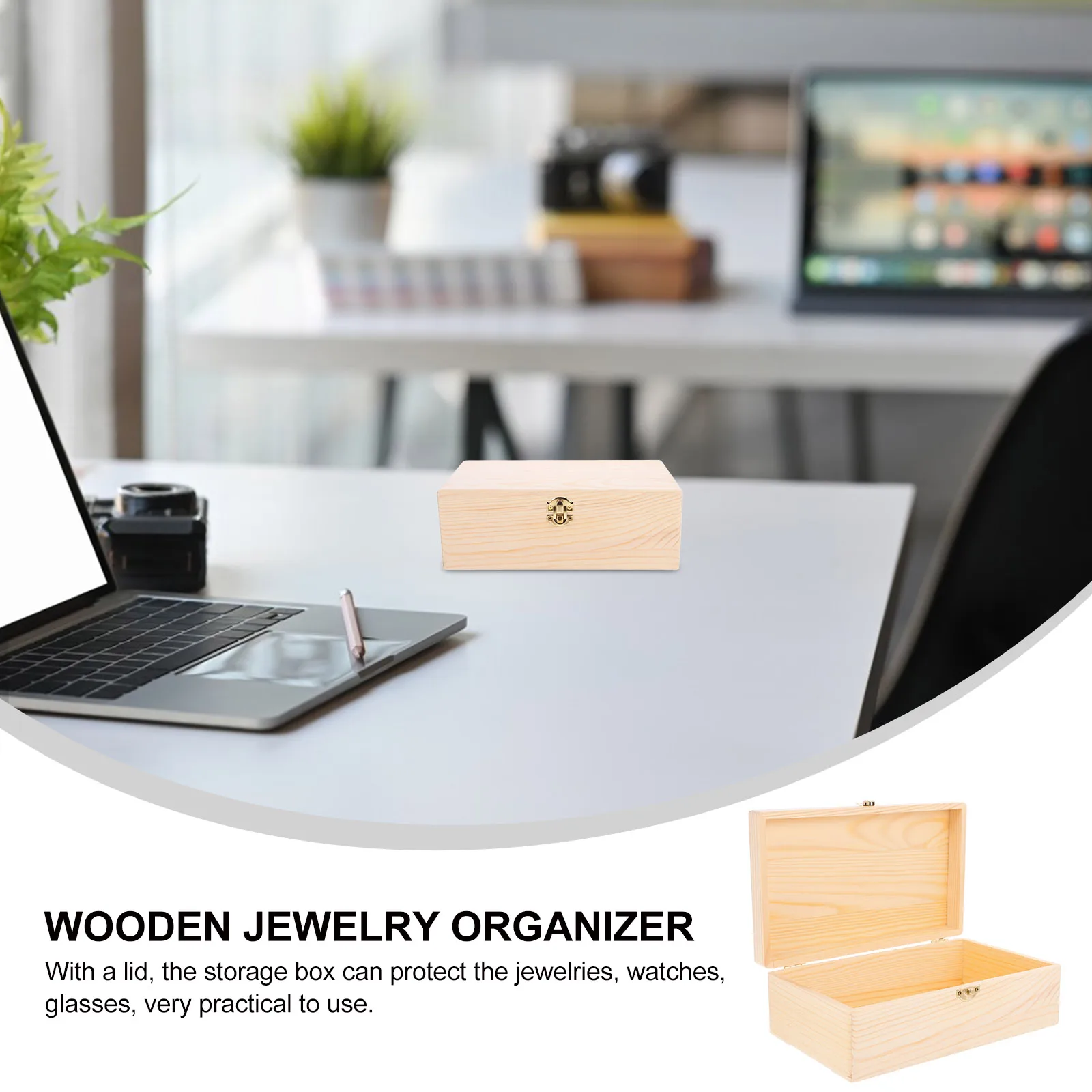 

Pine Wood Gift Box Storage Container Lid for Jewelry Watches Glasses Crafts Keepsakes Small Sundries Wooden ganizer Case
