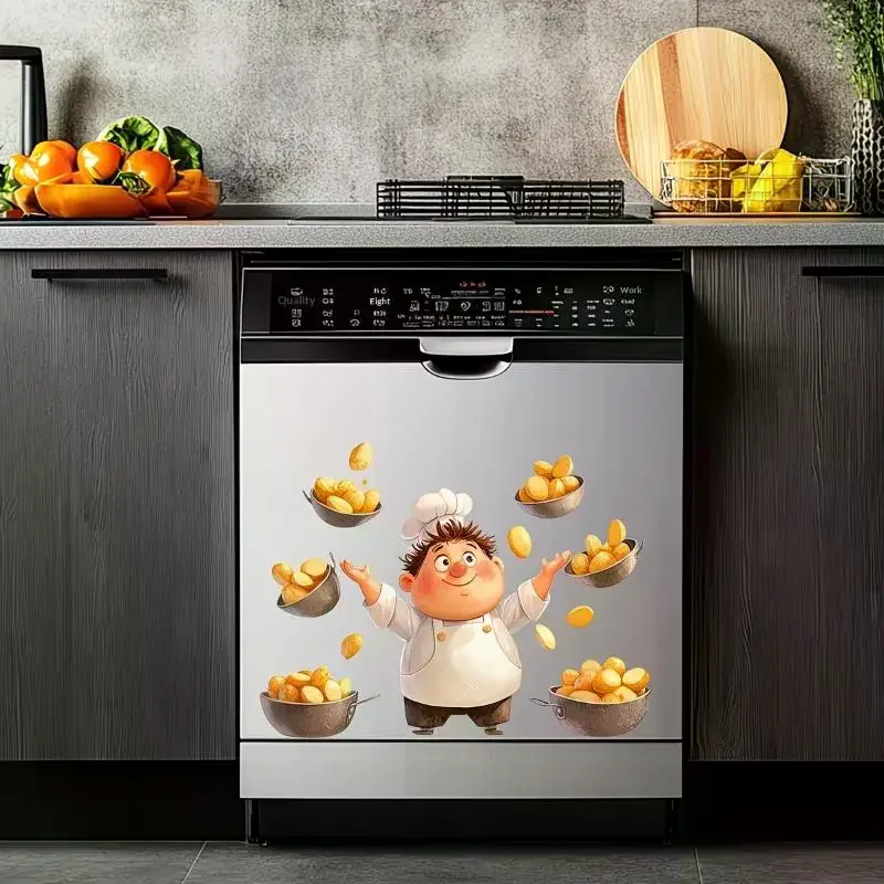 Creative Cooking Chef Dishwasher Stickers, Fun Decals For Kitchen Appliances, Adhesive Removable Wall Decals Home Decor