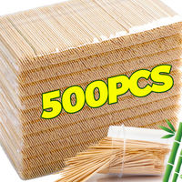 500pcs Disposable Natural Bamboo Toothpicks Double Headed Cake Fruit Bamboo Picks Restaurant Hotel Portable Teeth Cleaning Tool