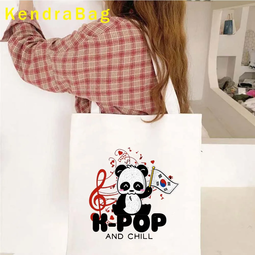 Kdrama KPop Music Lover coreano Pop Finger Heart K Pop Girl corea Art Shoulder School Bag Kim Canvas Handbags Anime Shopper Gifts