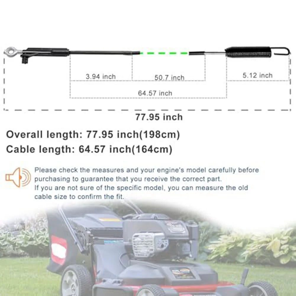 Lawn Mower Cable Mower Clutch Cable Simple Installation Versatile For Lawn Care 78.95 Inches Length Lawn Mower Maintenance Parts