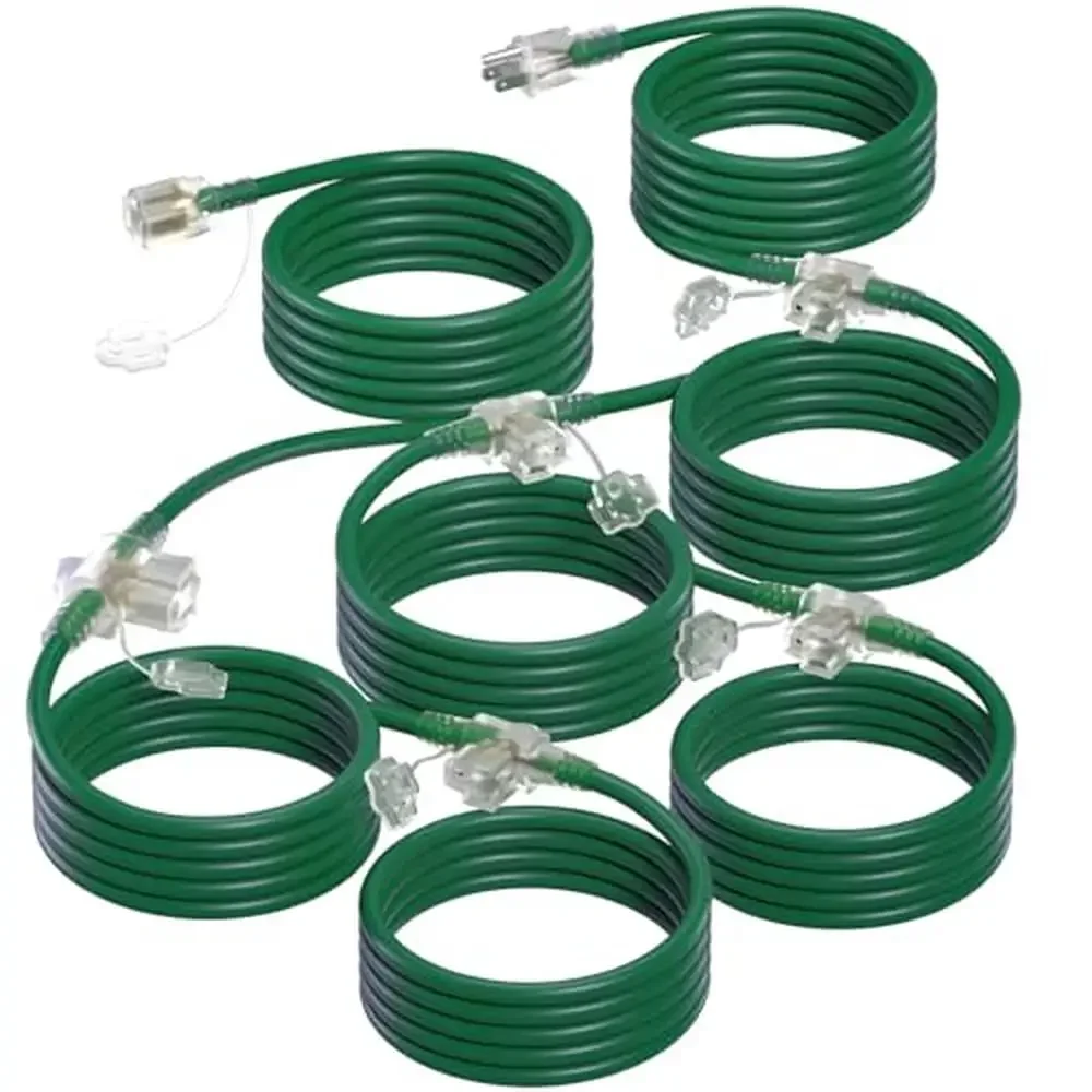 

6-Outlet 50FT Weatherproof Extension Cord Outdoor and Indoor Use High Quality Power Cable with Safety Cover and Light Indicator