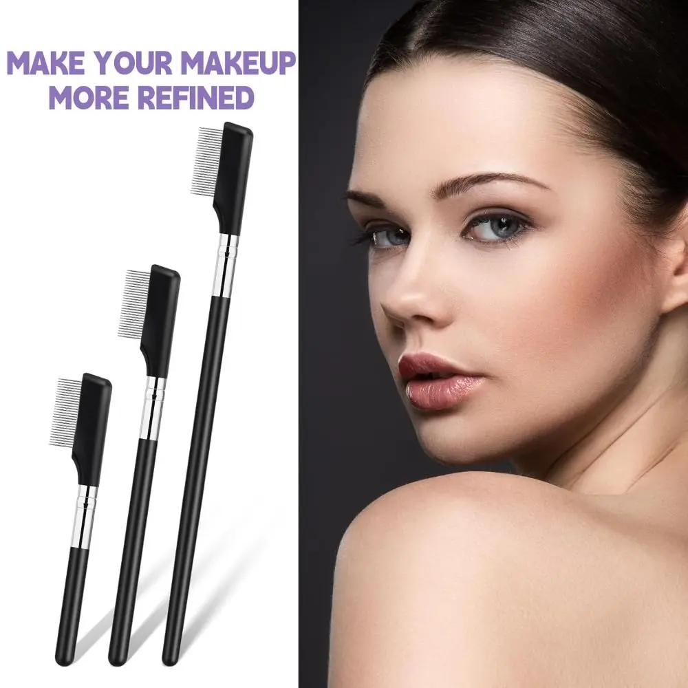 Peigne à cils en métal réutilisable pour le marié et les cils séparés, brosse à cils, outil de maquillage pour les yeux avec dents en métal argenté