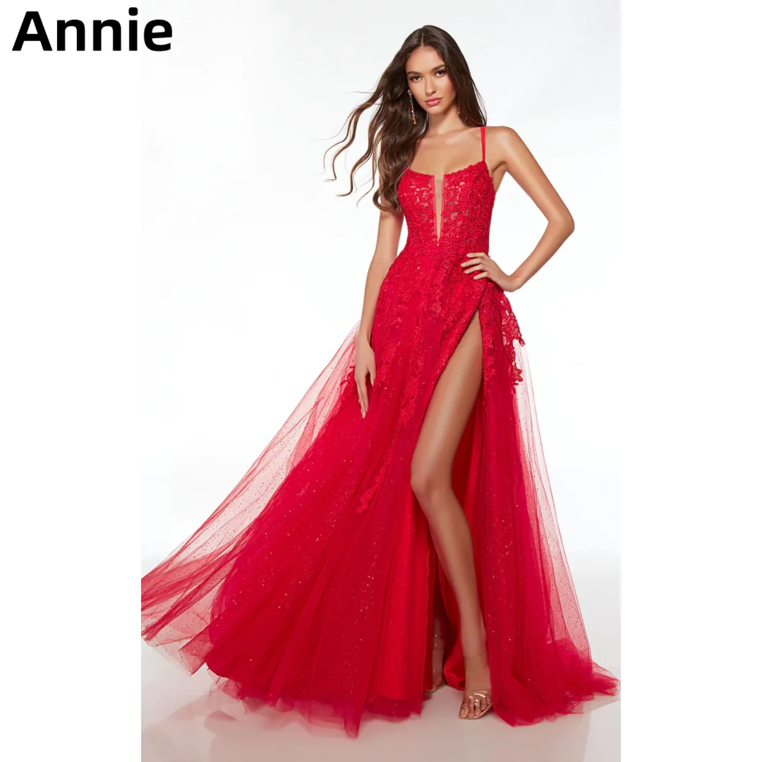 

Annie Red Prom Dresses Glitter Tulle Embroidery Graduate Prom Dress Ladies Formal Wear Party Dresses 2024Vestidos De Noche