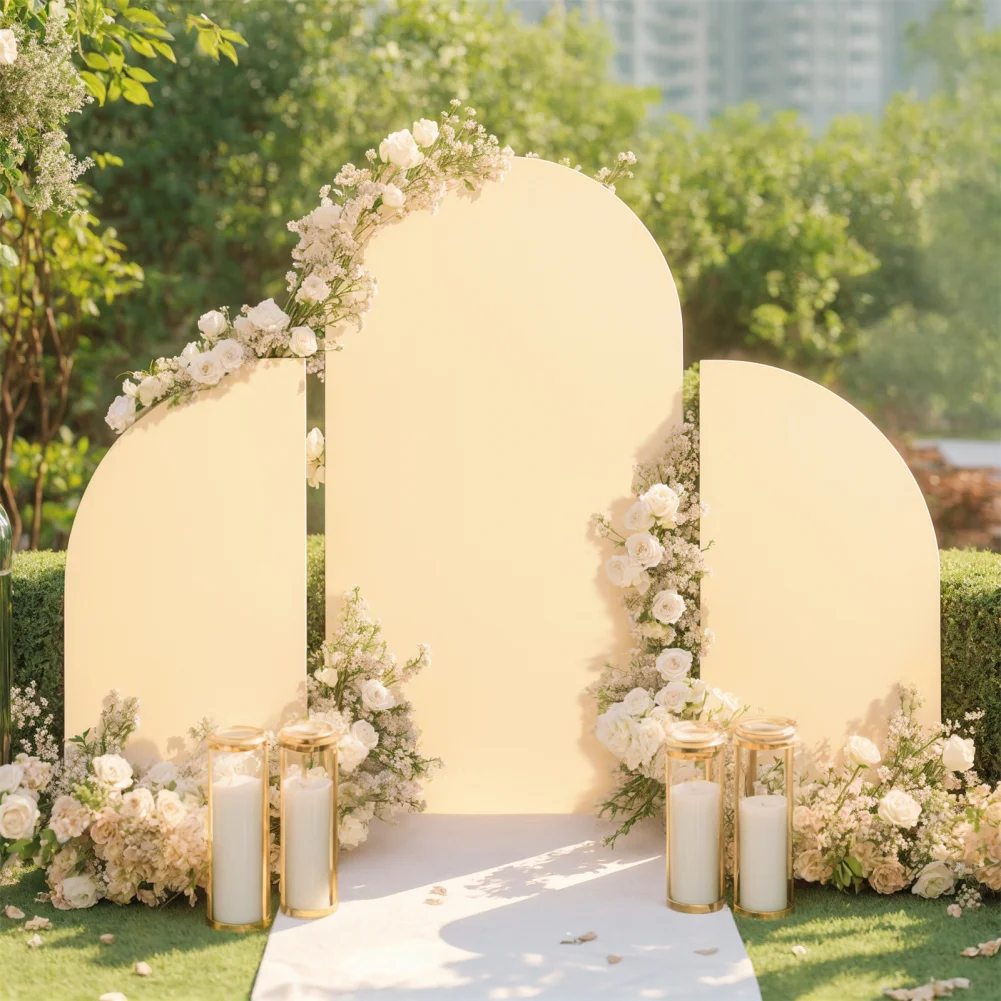 3PCS Set Arch Backdrop Stand Cover Double Sided Round Top And Half Moon Top Stretchy Backdrop Cover For Party Wedding Decoration