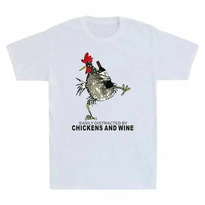 Easily T Shirt Chickens Wine Pretty Adult And Distracted By Men's Chicken
