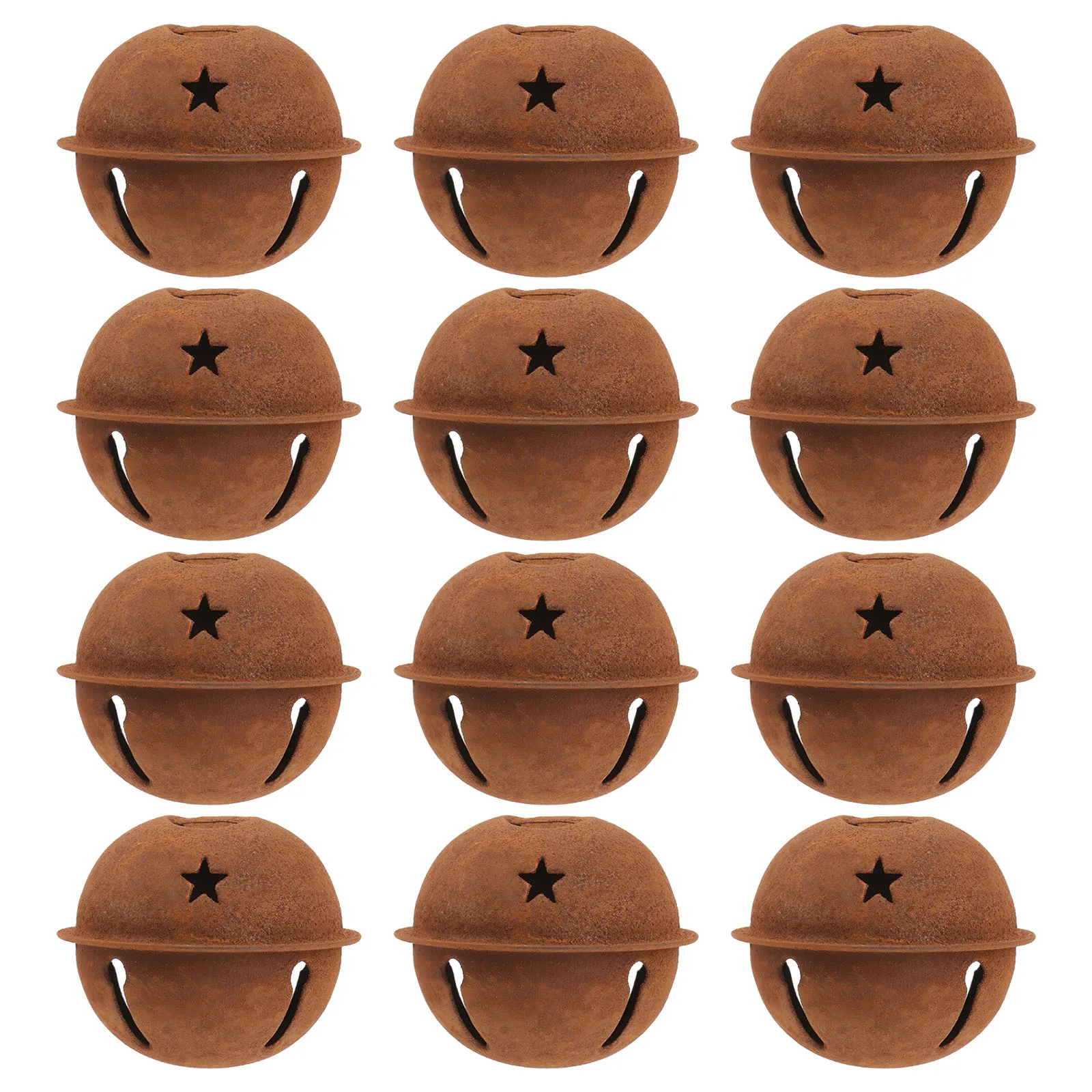 

12pcs Bells Bell Jingle Christmas Rusty Metal Craft Star Rustic Crafts Tree Diy Cutout Hanging Rusted Ornaments Xmas (40mm)