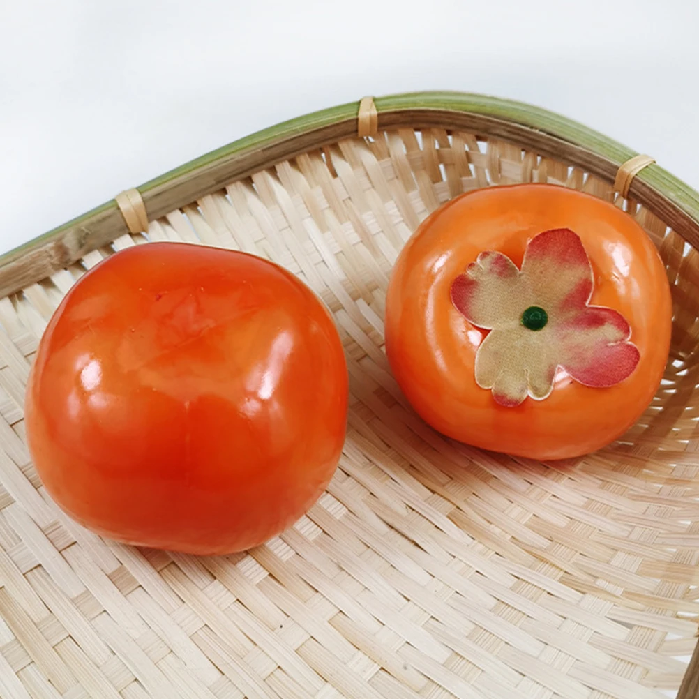 

4 Pcs Faux Fruit Ornament Simulated Persimmon Fake Lifelike Props Artificial Model