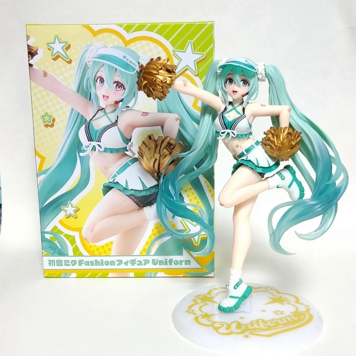 Estatueta Hatsune Miku Anime Action for Children, Uniforme de Cheerleader, Brinquedos Colecionáveis, Taito Original, Presente, Novo, 18cm