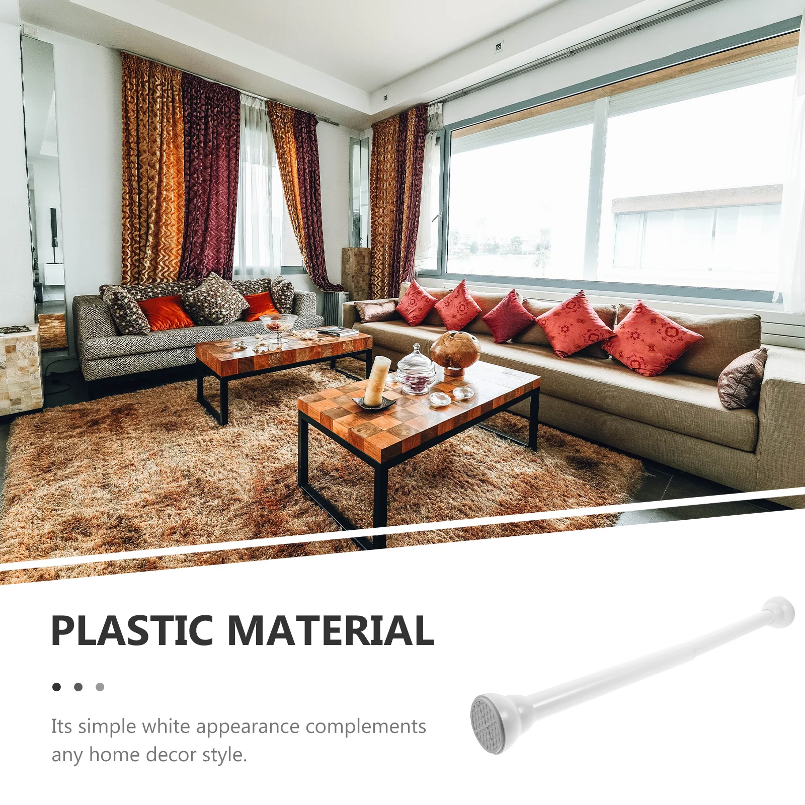 

Adjustable Tension Curtain Rod Shower Bath Clothes Drying Pole Telescoping Closet Wardrobe Rail Non-Slip Wall Damage Free Heavy