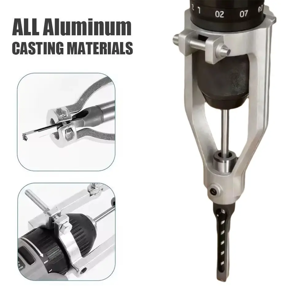 Durable Square Hole Drill Bit Portable 54mm Maximums Grip Ranges Woodworking Drill Bit Aluminum Square Hole Drill Bit Adapter