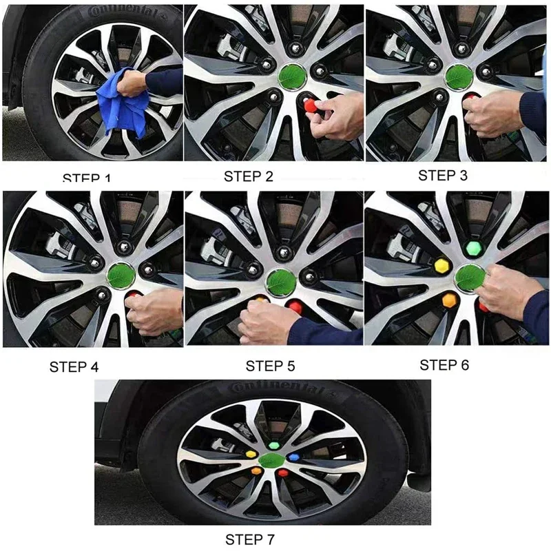 20Pcs Car Wheel Nut Protection Covers Anti-Rust Caps Auto Hub Car Tire Screw Caps Nut Bolt Auto Exterior Accessories 17/19/21mm