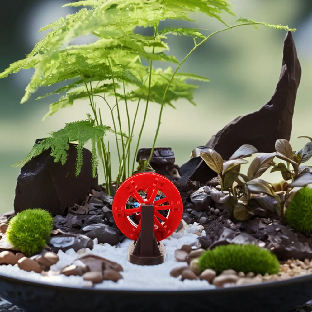 Aquarium Water Wheel Decor Windmill Style ABS Material Tranquil Fish Tank Decoration Tabletop Indoor Fountain Home Office Decor