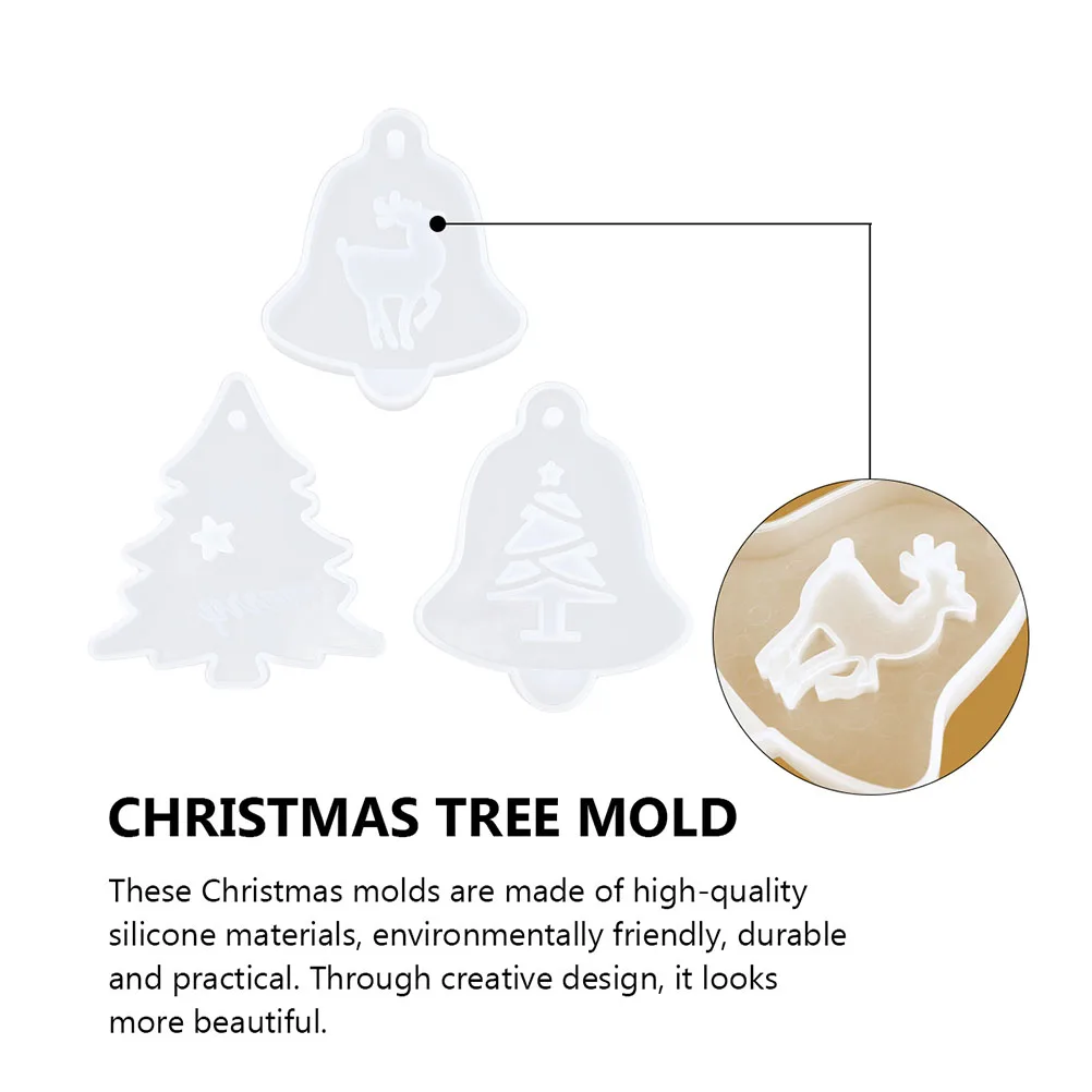 

4 Pcs Crystal Epoxy Mold Pendant Making Silicone Manual White Simple Christmas Hanging Non Stick Reusable