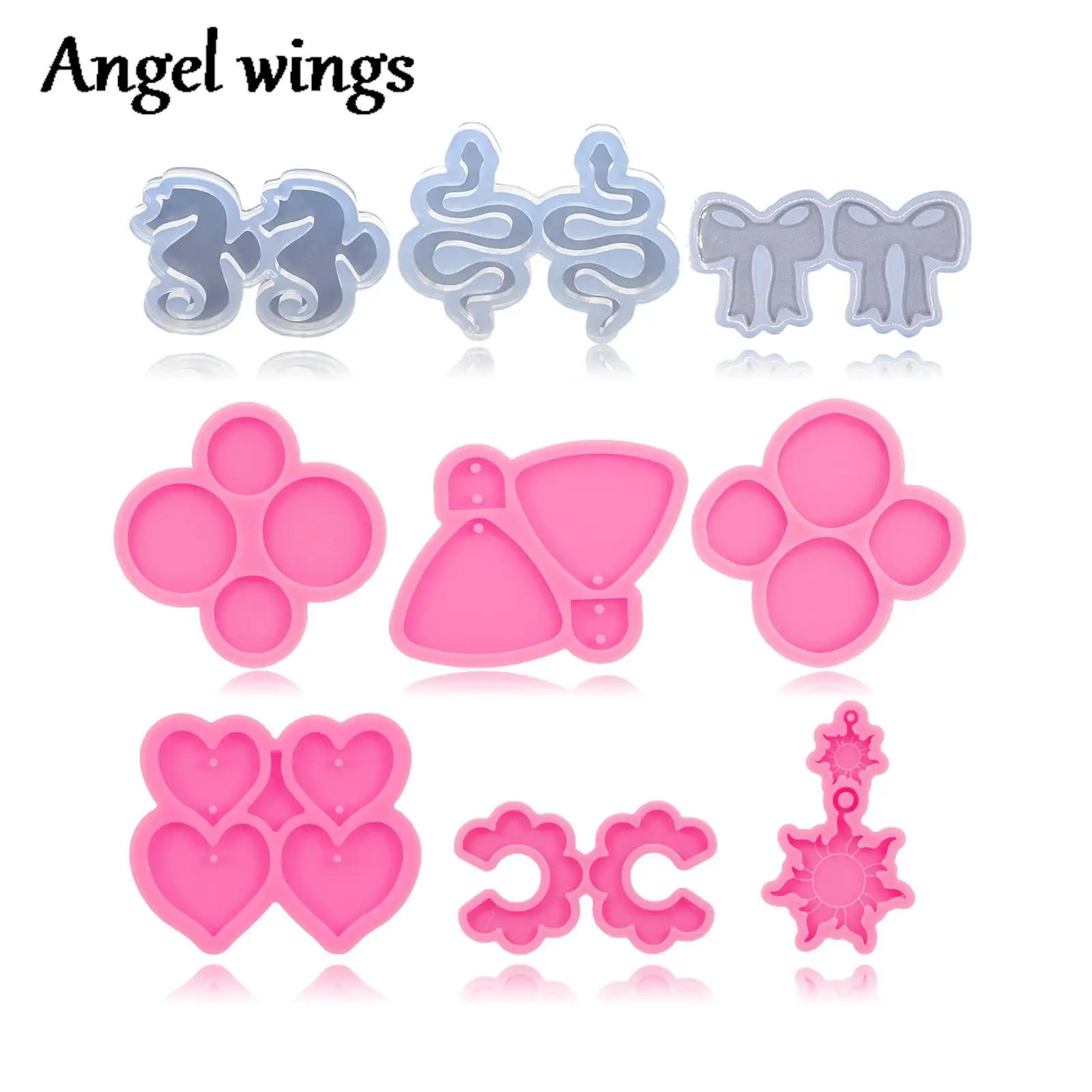 DY1739 Shiny Flower Sunflower, Heart, Circle,Snake, Sehorse, Pigeon shaped Earrings Silicone Crafting Mold Resin Crafts Epoxy