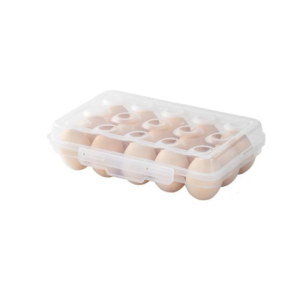 Plastic Egg Storage Box 6/15/24 Grids Anti-collision Refrigerator Egg Organizer with Lid Space Saving Egg Protector Picnics