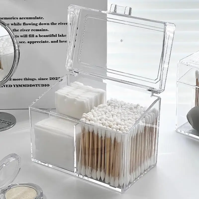 

1 шт., коробка для хранения ватных палочек, пластиковая коробка для хранения косметических ватных палочек с крышкой, водонепроницаемая прозрачная подставка для макияжа