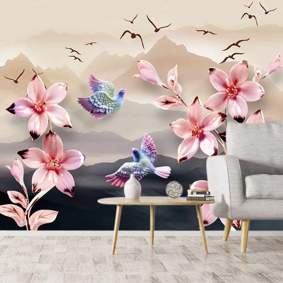 

Removable Peel and Stick Wallpaper Accept for Living Room Contact Paper TV Forest Wallpapers Floral Wall Papers Home Decor Mural