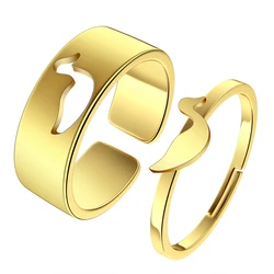 Cute Duck Rings Stainless Steel Waterproof Can Adjustable Punk Jewelry Set Couple Ring for Men and Women Birthday Souvenir Gifts